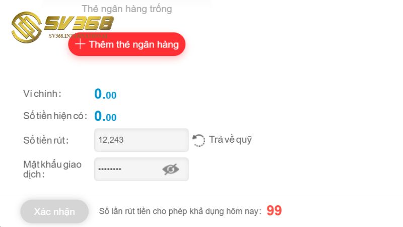 Một vài lưu ý khi rút tiền SV368